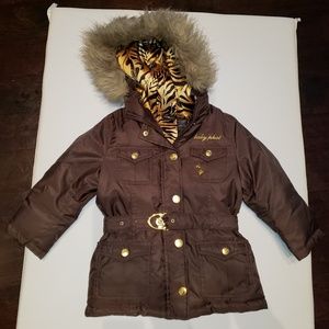 Baby Phat Girls Puffy Winter Jacket with Fur Hood